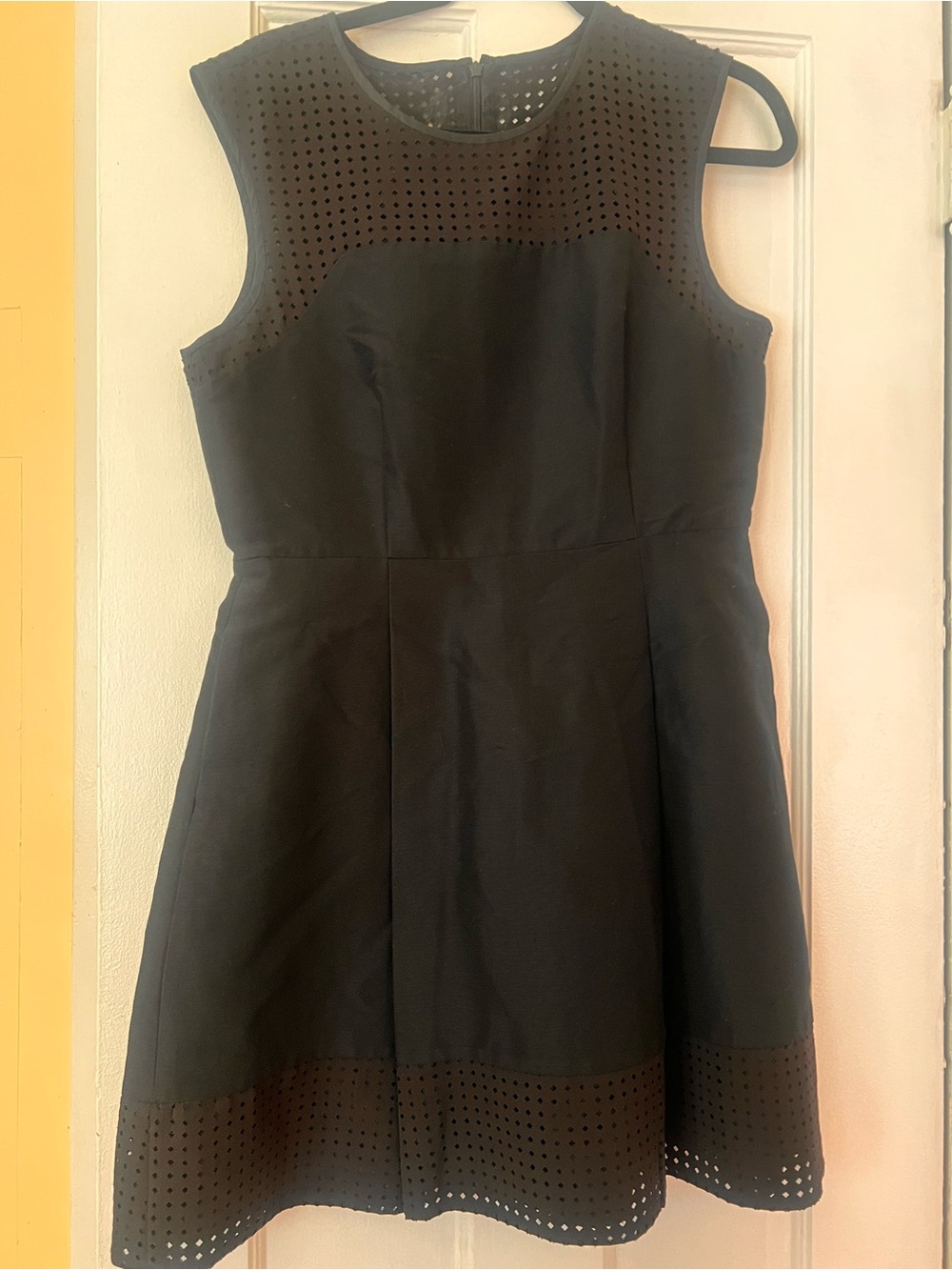 Black Sleeveless Eyelet Trim Fit & Flare Dress